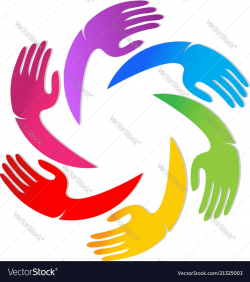 Colorful unity hands together logo