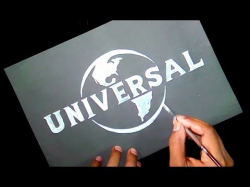 Universal logo drawing, on black paper