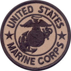 Coyote Brown - US MARINE CORPS Sew On Patch with USMC Emblem 3 in.\'