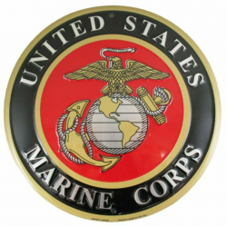 United States Marines Emblem Metal Sign - US Marine Corps USMC Logo 12  inches