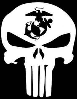 USMC INSIGNIA LOGO Punisher Skull Vinyl Sticker Decal Marine ...