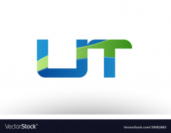 Blue green ut u t alphabet letter logo