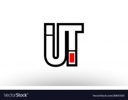 Red and black alphabet letter ut u t logo