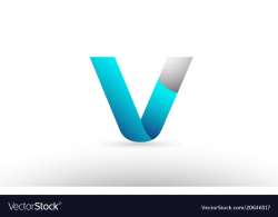 Grey blue alphabet letter v logo 3d design