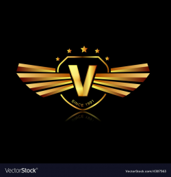 Letter V winged crests logo Alphabet logotype