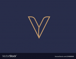 Brown blue line alphabet letter v logo company