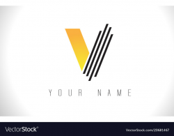 V black lines letter logo creative line letters