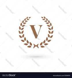 Letter v laurel wreath logo icon design template