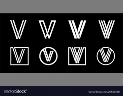 Capital letter v modern set for monograms logos