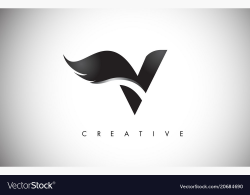 V letter wings logo design with black bird fly