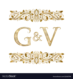 G and v vintage initials logo symbol