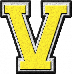 Presentation Alphabets: Yellow Varsity Letter V