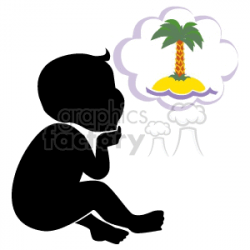 Person dreaming of a tropical vacation clipart. Royalty-free clipart #  161921