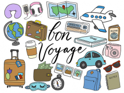 TRAVEL CLIPART, clip art, travel, cute, doodles, vector clipart ...