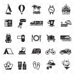 Vacation Travel And Trip Icons Vector Clipart | GeekChicPro