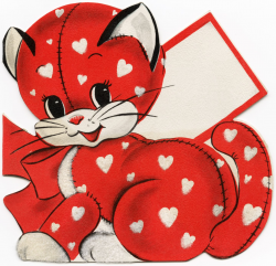 red kitten valentine, vintage valentine clip art, cat with ...