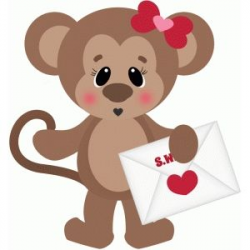 Valentine monkey w envelope | Free Svg invites | Valentines ...