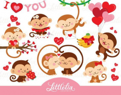 Monkey love clipart - valentine clipart - 16095 | Products ...