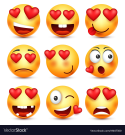 Valentines day smiley emoji with heart love