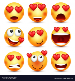 Valentines day smiley emoji with heart love