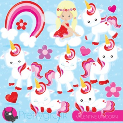 Valentine unicorn clipart commercial use, vector graphics, digital - CL938
