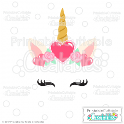 Valentine Hearts Unicorn Face Free SVG Files for Cricut ...