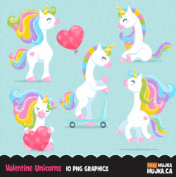 Valentine Unicorn Clipart. Valentine\'s day unicorn graphics ...