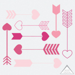 Pink Heart Arrow Clipart, Clipart Heart Arrows, Valentine Arrows, PNG,  Digital