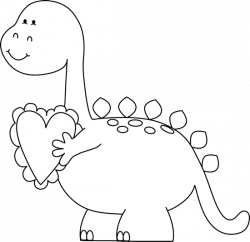 Black and White Valentine\'s Day Dinosaur Clip Art Clip Art - Black ...