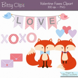 Valentine Fox Clipart Digital Art Set Commercial Use Clip Art