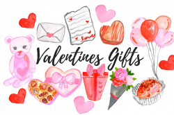 Valentines day watercolor clipart