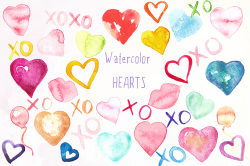 Valentine Hearts watercolor clipart