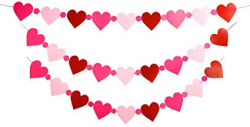 Moon Boat Valentine\'s Day Love Hearts Banners - Red Pink Garland Ornaments  - Wedding Party Decorations Supplies
