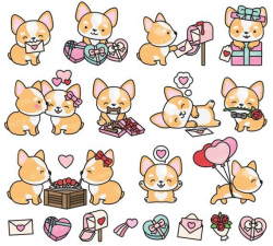 15530388 Premium Vector Clipart - Kawaii Valentines Corgis ...