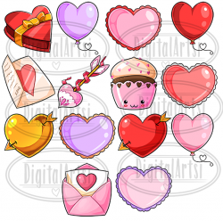Kawaii Valentines Day Clipart By Digitalartsi | TheHungryJPEG.com