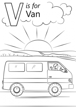 V is for Van coloring page | Free Printable Coloring Pages