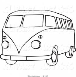 Black And White Coloring Page Outline Of A Hippie Bus Van ...
