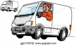 Drawing - Delivery van. Clipart Drawing gg57740732 - GoGraph