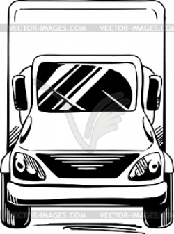 Service or delivery van - truck front - white & black vector ...