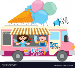 Ice cream van professions color cartoon character