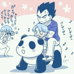 Awwww. Vegeta with (Blue hair )Trunks but still cute ...