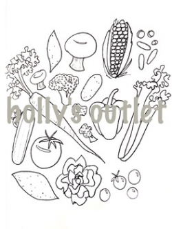 Vegetables Clipart // Coloring Page, Doodles, Food Groups, Food Pyramid,  Health