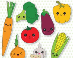 13 Kawaii Vegetable Clipart Kawaii Healthy Food by ...