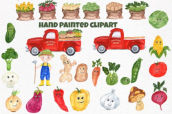 Watercolor Vegetables clipart, farm clipart Kawaii clipart Healthy Food  Kids Clipart Little Farmer Cute Vegetables