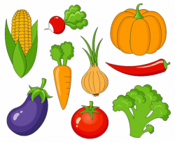 Vegetables Clip Art, Cute Veggies Digital Clipart, Corn ...