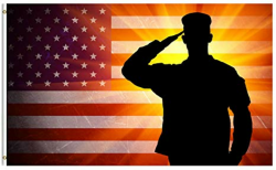 ShineSnow American Flag Veterans Day Proud Saluting Soldier 4x6 Feet Flag,  Polyester 4th of July Independence Memorial Day Army Warrior Double ...