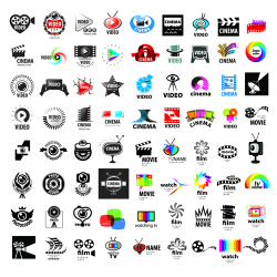 Video with movie logos creative design vector free download