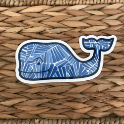 Vineyard Vines Blue Leaves Whale Sticker NWT