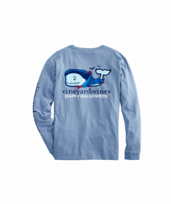 Long-Sleeve Vampire Whale Pocket T-Shirt