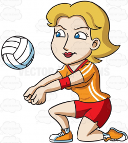 A female volleyball player kneeling to hit a ball #cartoon #clipart ...